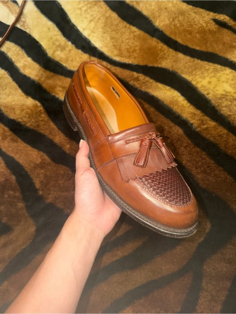 Two pairs of Allen Edmonds Leather Tassel Loafers Brown and Black